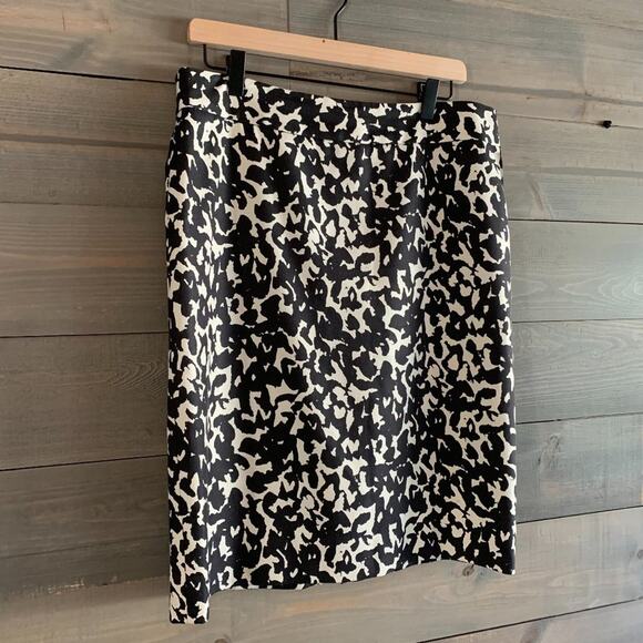 CLASSIQUES ENRIER | Women’s Silk Wool Blend Pencil Skirt Black White Size 12 - Picture 2 of 6